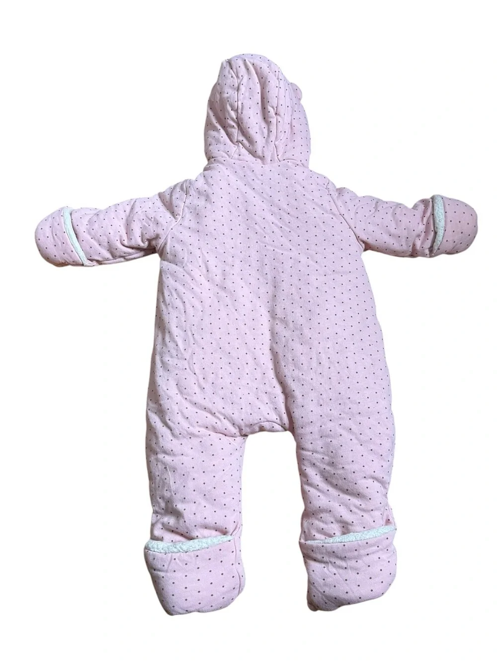 Baby Gap Double Zip Sherpa Fleece Lined One Piece Size 0-3 Months Pink Polka Dot